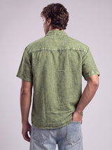 Green Dyed Acid Wash Linen Shirt Shirts Fugazee 
