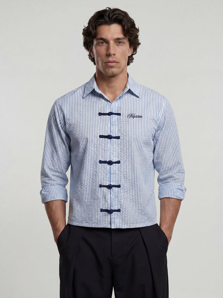 Ice Striped Frog Buttoned Cropped Shirt Shirts Fugazee 