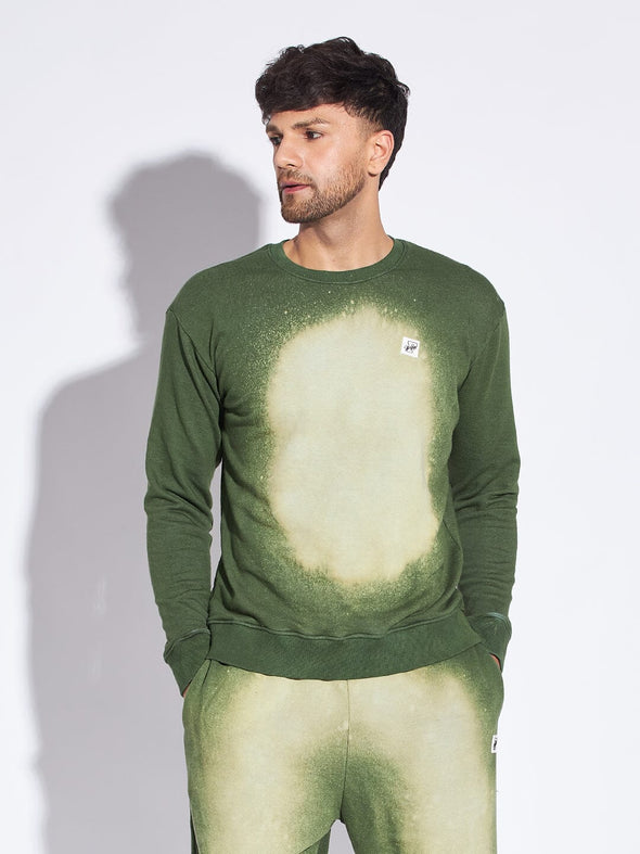 Olive Bleach Dyed Oversized Sweatshirt