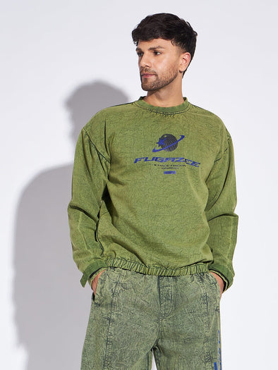 Green Acid Washed Sweatshirt