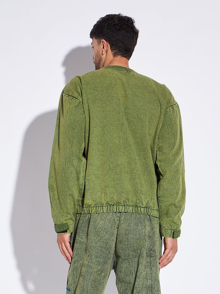 Green Acid Washed Sweatshirt Sweatshirts Fugazee 