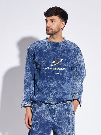 Blue Acid Washed Sweatshirt