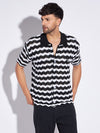 Black & White Wavy Striped Knitted Shirt
