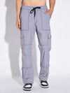 Grey Contrast Stitch Cargo Trackpants