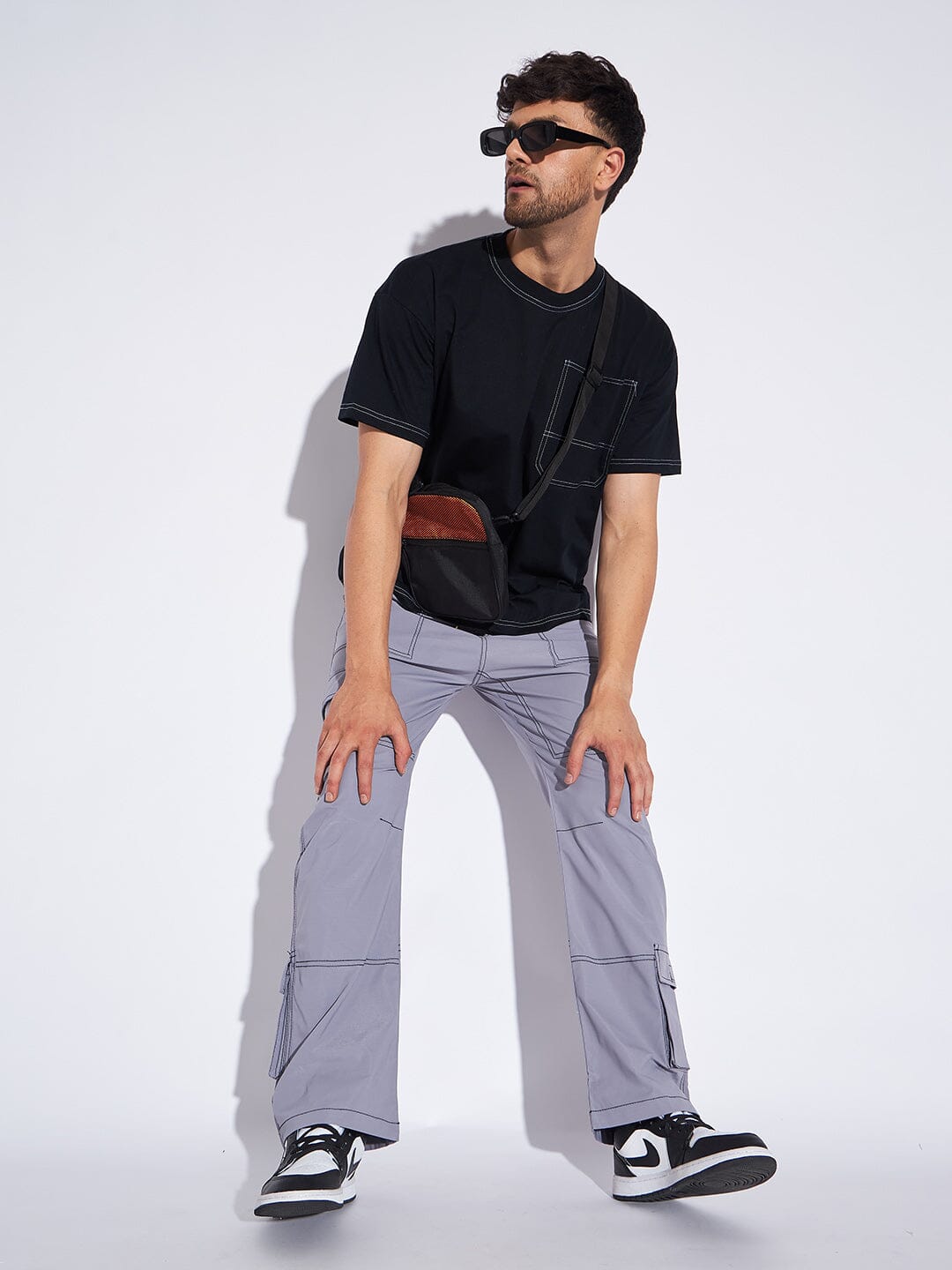 Buy FUGAZEE Men's Blue Cut-Sew Oversized Track Pants Online at Bewakoof
