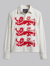 Ecru Lions Graphic Cropped Corduroy Shirt Shirts Fugazee 