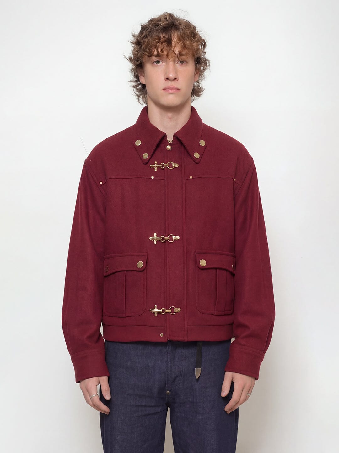 Maroon Fireman Clasp Woollen Jacket Jackets Fugazee 