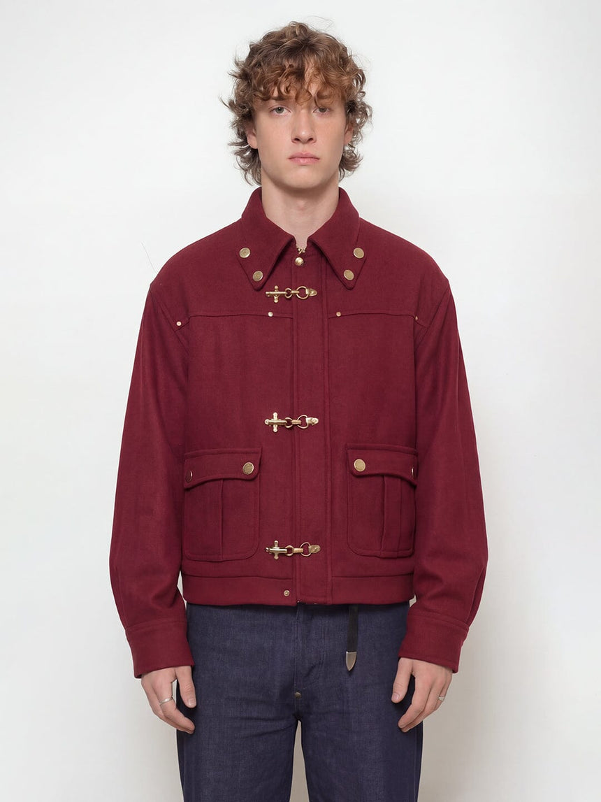 Maroon Fireman Clasp Woollen Jacket Jackets Fugazee 