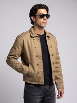 Biege Heavyweight Cropped Harrington Jacket Jackets Fugazee 