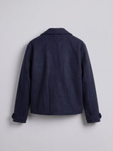 Navy Woollen Cropped Trench Blazer Blazer Fugazee 