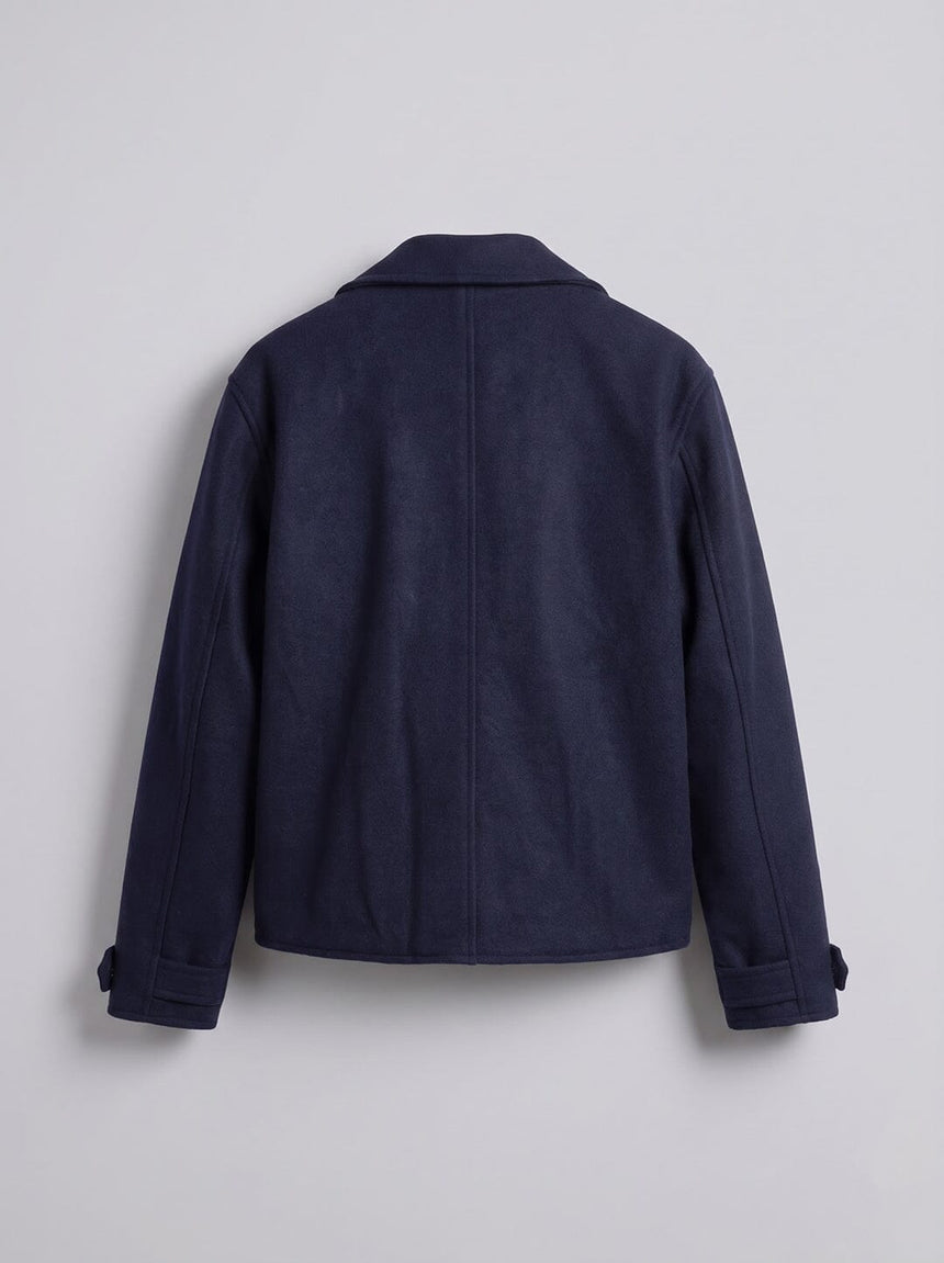 Navy Woollen Cropped Trench Blazer Blazer Fugazee 