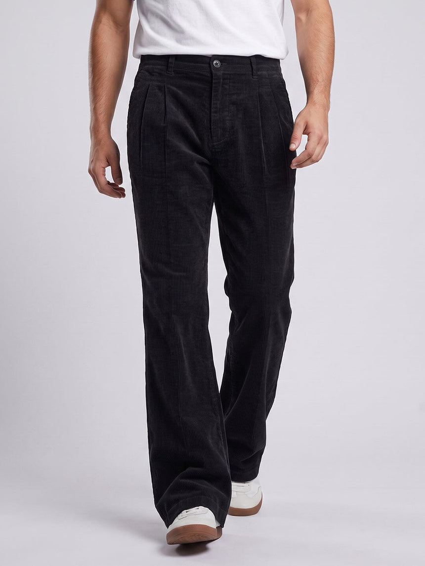 Black Corduroy High Waisted Flared Trousers Trousers Fugazee 