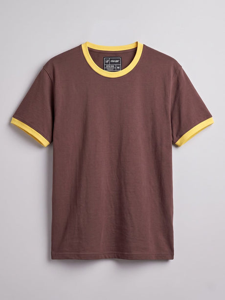 Brown Ringer Cropped Tshirt T-Shirts Fugazee 