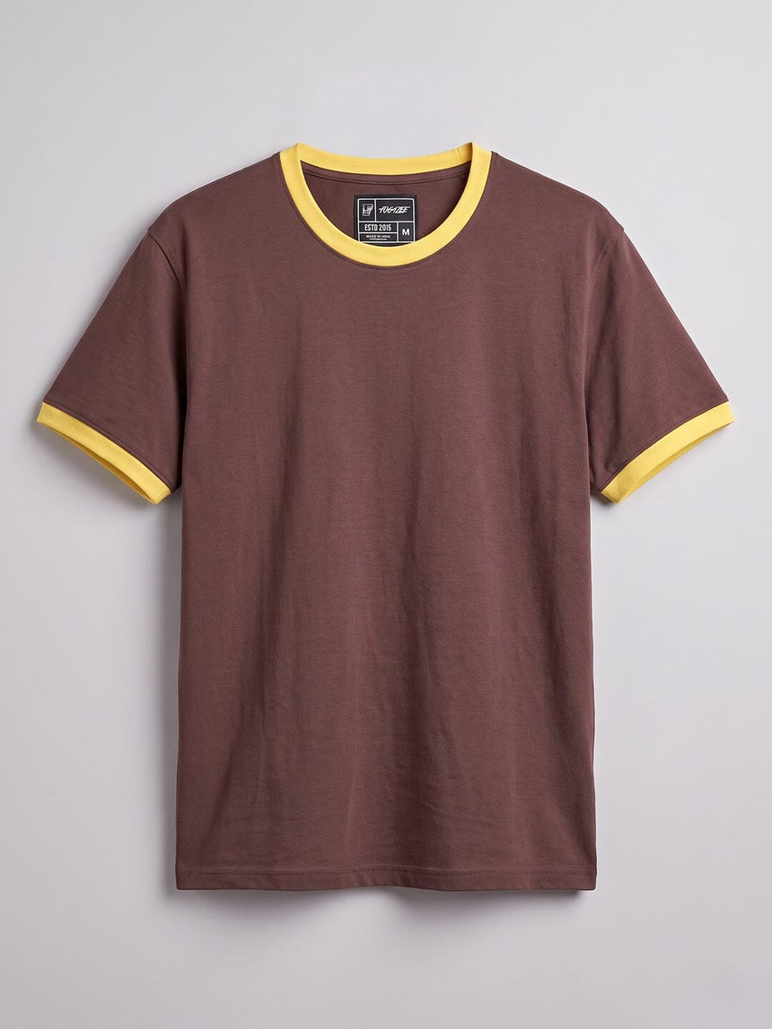 Brown Ringer Cropped Tshirt T-Shirts Fugazee 