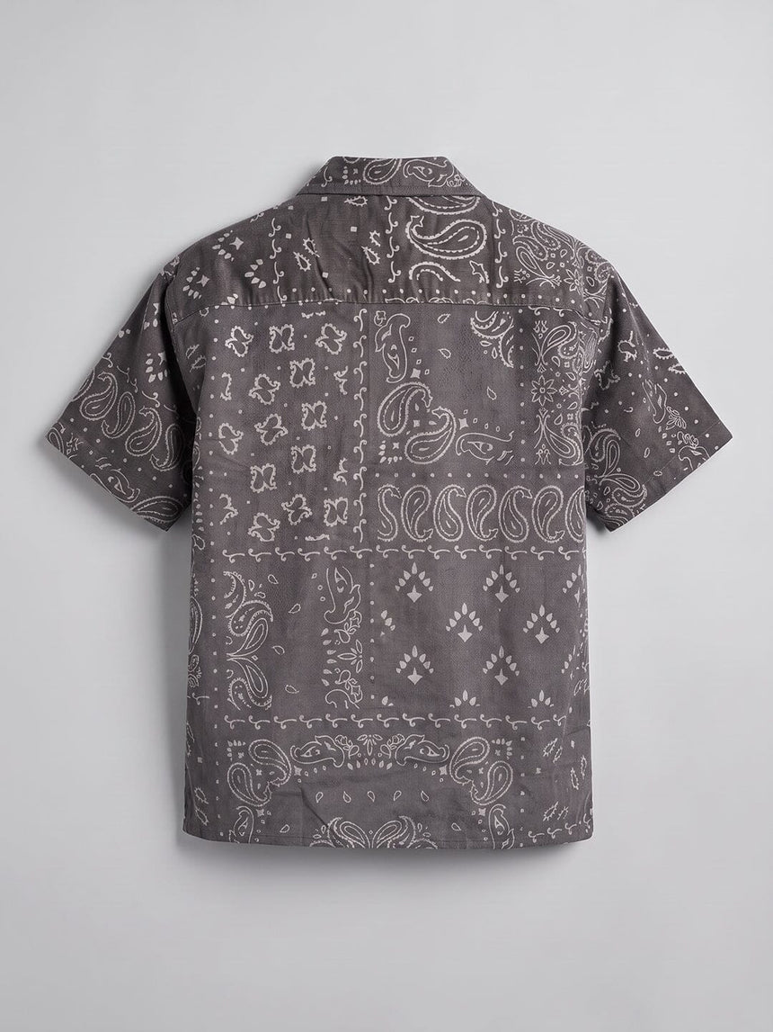 Grey Paisley Cropped Shirt Shirts Fugazee 