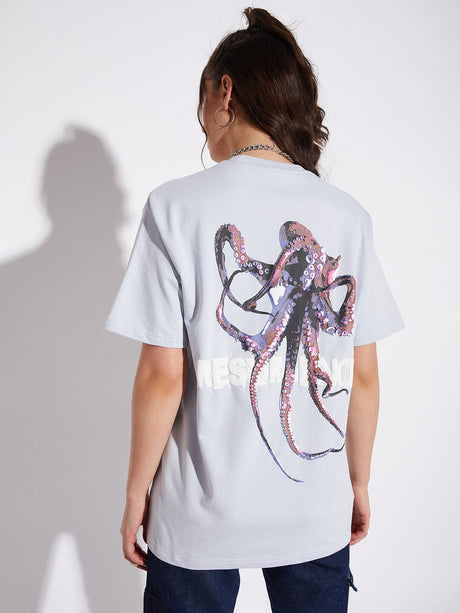 Blue Resurgence Octopus Unisex Oversized Tshirt T-shirts Fugazee 