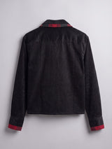 Black Double Collar Cropped Shirt Shirts Fugazee 