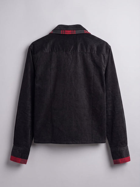 Black Double Collar Cropped Shirt Shirts Fugazee 