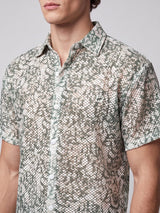 Green Floral Mesh Cropped Shirt Shirts Fugazee 