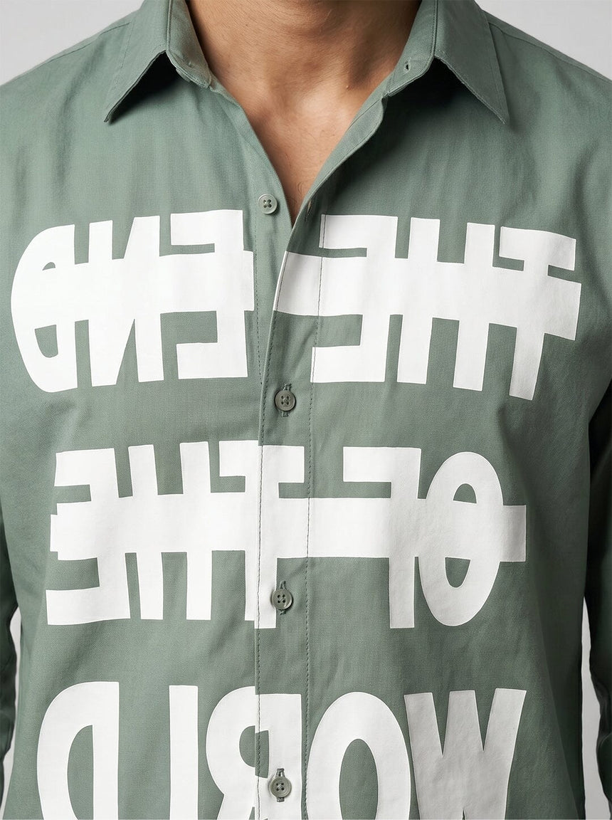 Pine Green Graphic Corduroy Cropped Shirt Shirts Fugazee 