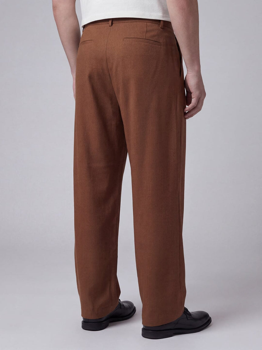 Tan Draped Tailored Trousers Trousers Fugazee 