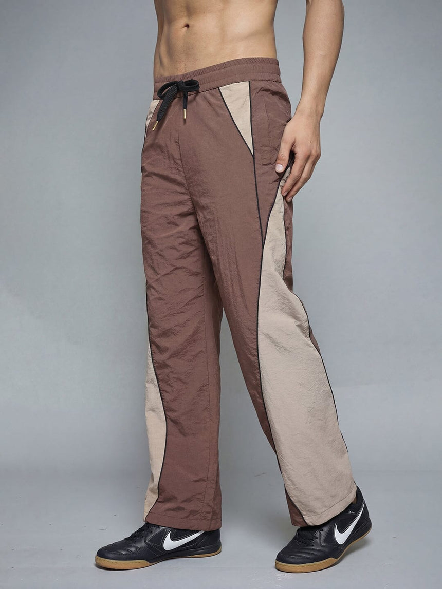 Brown And Beige Cut And Sew Trackpants Trackpants Fugazee 