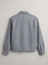 Charcoal Striped Embroidered Cropped Shirt Shirts Fugazee 