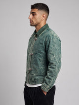 Green Grunge Fireman Clasp Denim Jacket Jackets Fugazee 