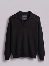 Black Heavy Knit Polo Sweater Sweaters Fugazee 