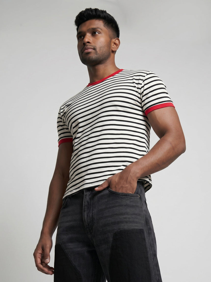 White Striped Ringer Tshirt T-Shirts Fugazee 