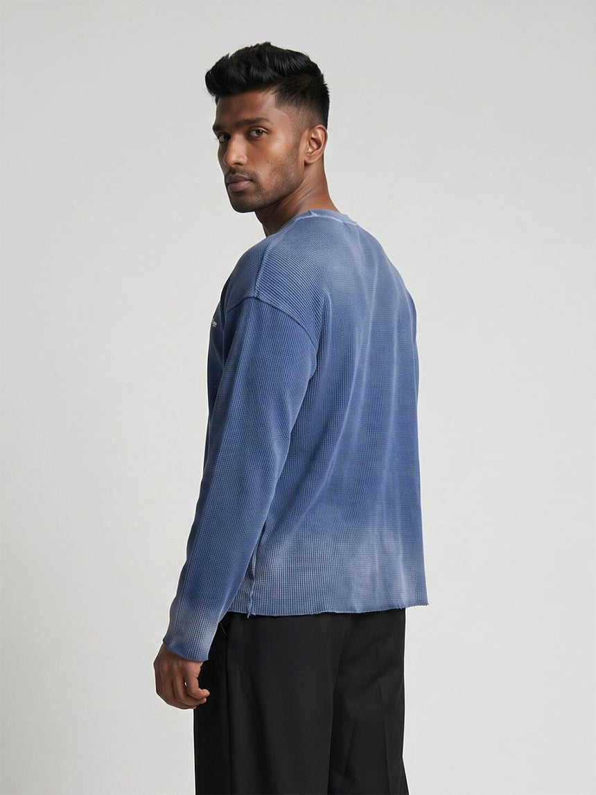 Blue Storm Dyed Waffle Longsleeves Tshirt T-Shirts Fugazee 
