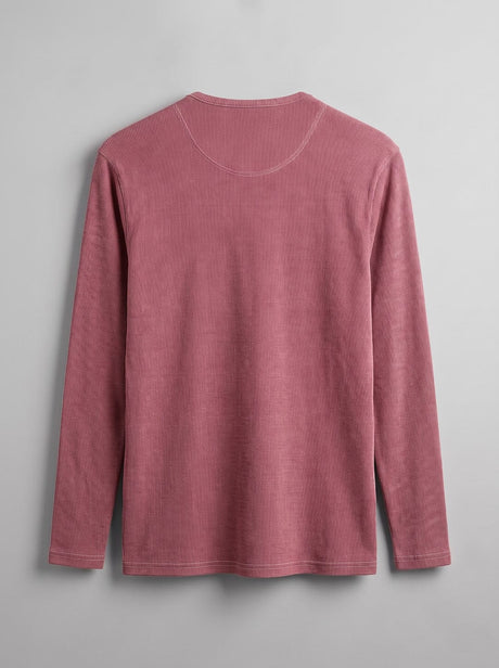 Crimson Acid Washed Ribbed Longsleeve Henley Tshirt T-Shirts Fugazee 
