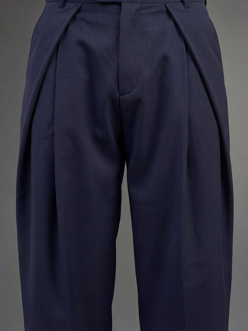 Navy Pleated Korean Trousers Trousers Fugazee 