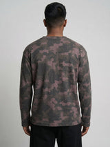 Brown Camo Waffle Relaxed Fit Henley Tshirt T-Shirts Fugazee 