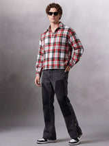 Red Striped Flannel Cropped Shirt Shirts Fugazee 