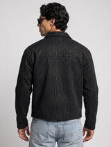 Black Croc Textured Fireman Clasp Harrington Jacket Jackets Fugazee 
