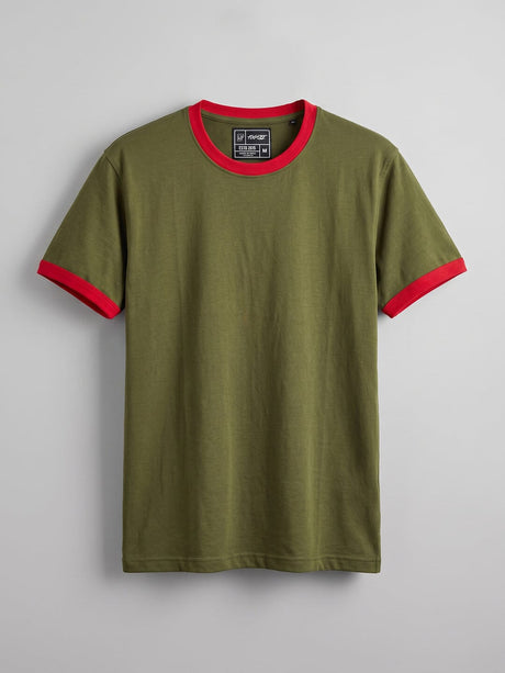 Khaki Ringer Cropped Tshirt T-Shirts Fugazee 