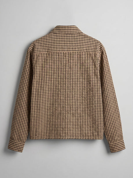 Mustard Checkered Frog Buttoned Cropped Shirt Shirts Fugazee 