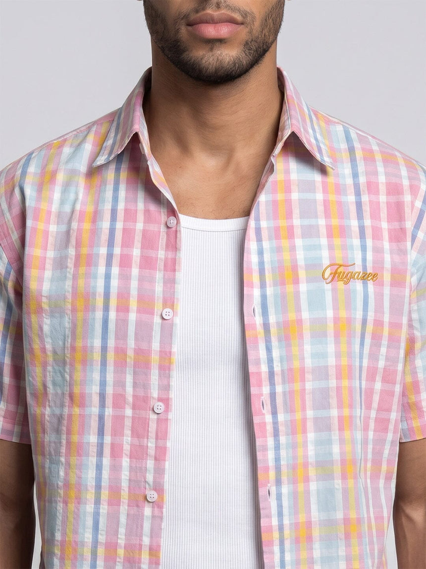 Confetti Checkered Seersucker Cropped Shirt Shirts Fugazee 