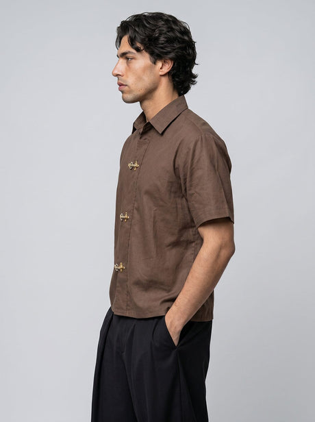 Brown Fireman Clasp Boxy Shirt Shirts Fugazee 