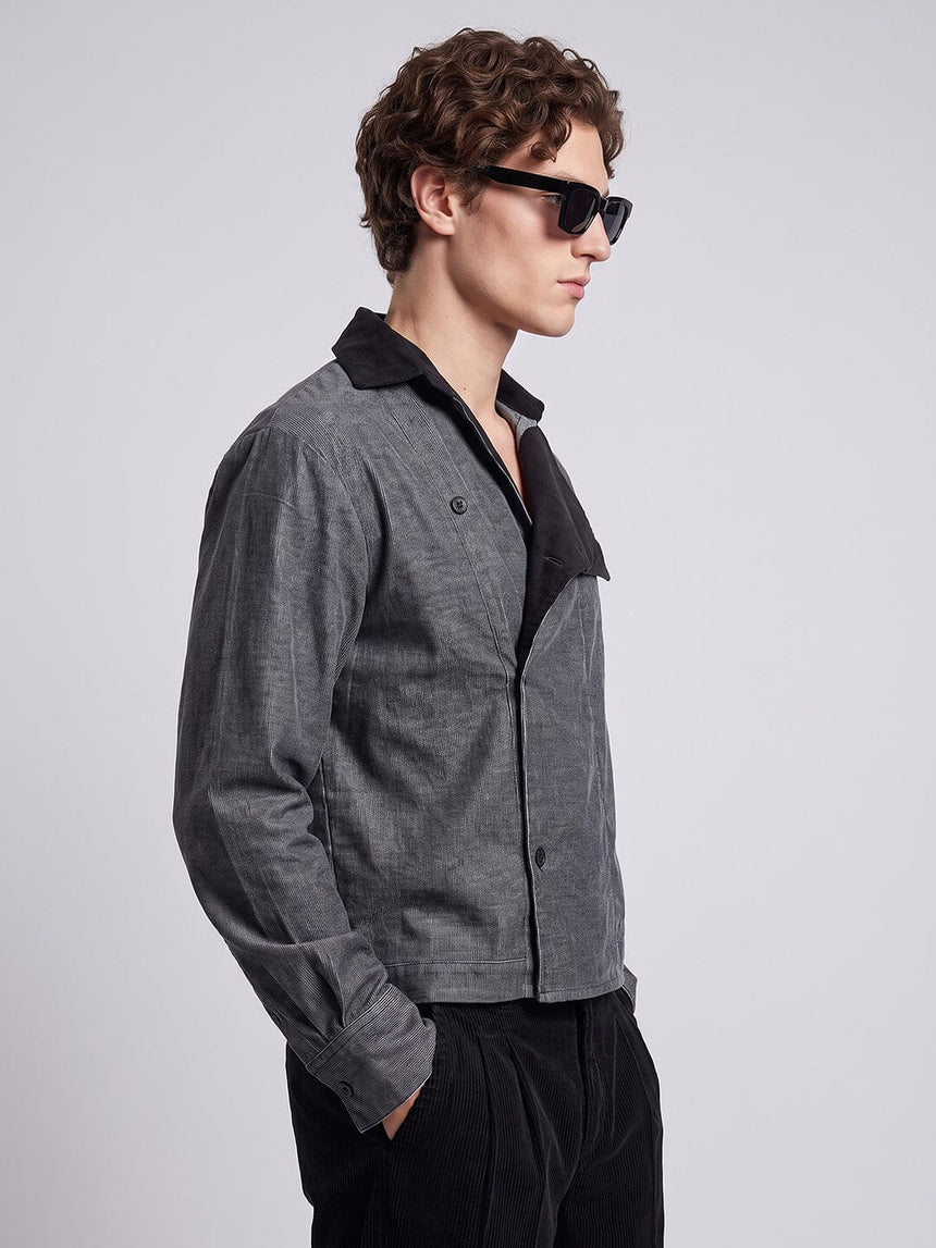 Charcoal Corduroy Dapper Cropped Shirt Shirts Fugazee 