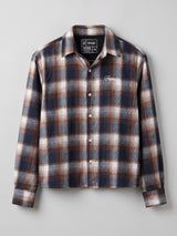 Brown & Navy Checkered Flannel Cropped Shirt Shirts Fugazee 