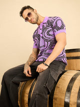 Purple Abstract Knitted Polo Tshirt T-shirts Fugazee 