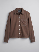 Brown Contrast Stitch Cropped Shirt Shirts Fugazee 