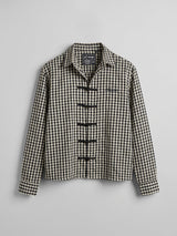 Black Checkered Frog Knot Buttoned Cropped Shirt Shirts Fugazee 