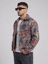 Abstract Tapestry Cropped Harrington Jacket Jackets Fugazee 