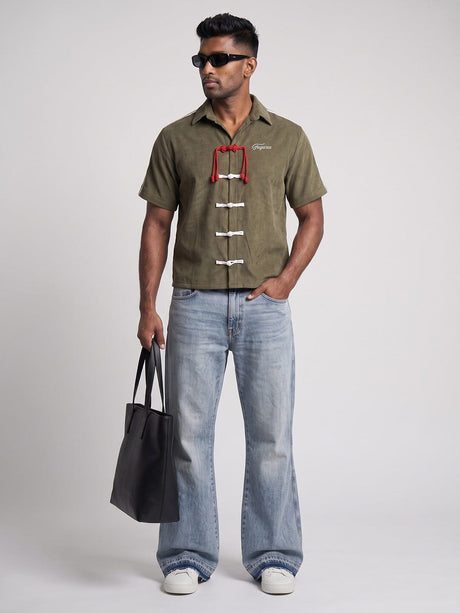 Olive Corduroy Cheongsam Shirt Shirts Fugazee 