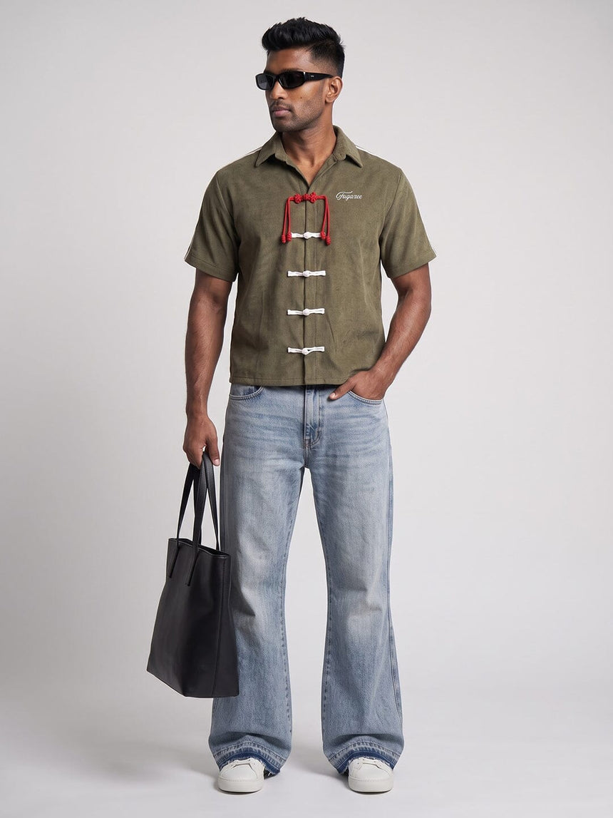 Olive Corduroy Cheongsam Shirt Shirts Fugazee 