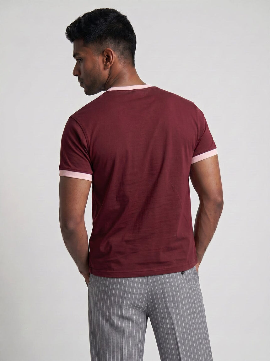 Maroon Cropped Ringer Tshirt T-Shirts Fugazee 