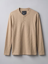 Beige Waffle Relaxed Henley Tshirt T-Shirts Fugazee 
